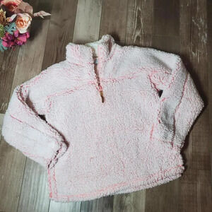 Blue Star Pink Super Soft Sherpa Fleece Jacket Pullover Size Medium 1/4 Zip